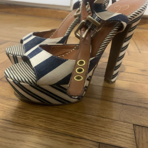 Jessica Simpson platform sandals like new, size 37.5, white blue