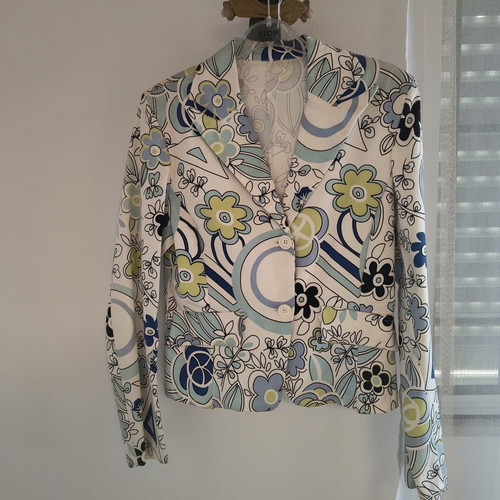 Cropped floral jacket like new, cotton elastic fabric, size S