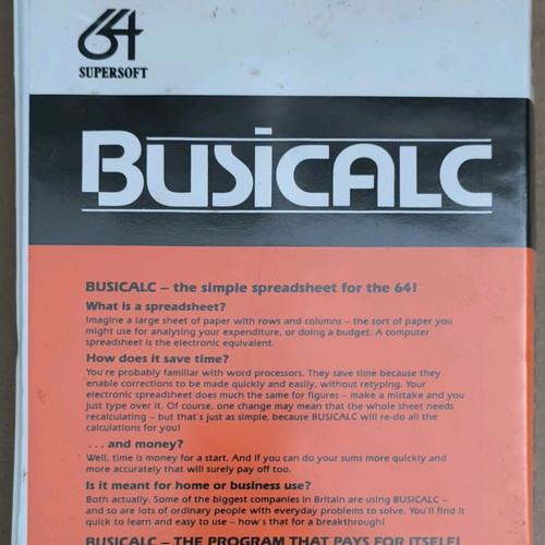 Busicalc Supersoft Commodore Disk used with clam box