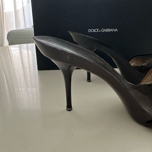 Dolce Gabbana mules used, leather beige-brown