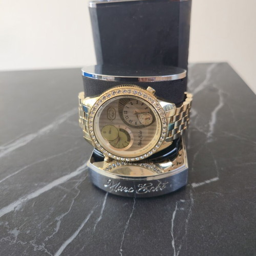 Marc Ecko gold-tone wristwatch with crystal bezel