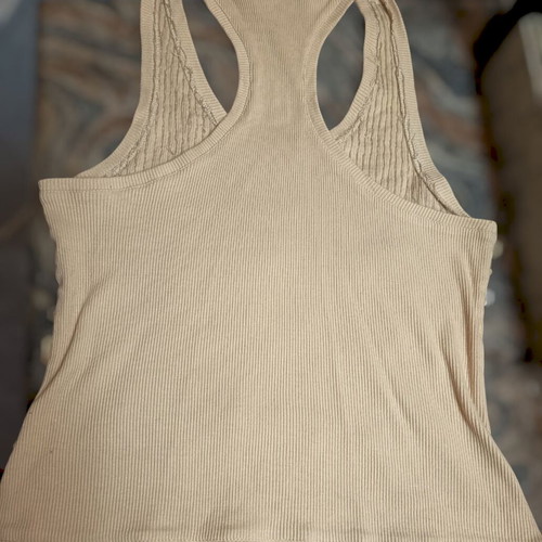 Ribbed top with sequins and sporty back, new, size M, beige gold