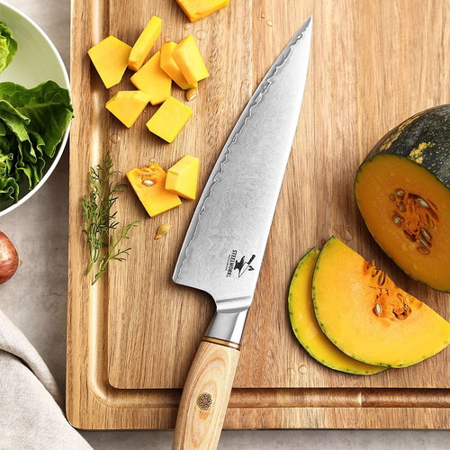 B37 8 Inch Chef Knife VG10 3 Layers Damascus