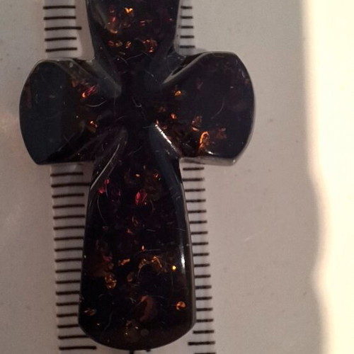 Cross made of natural black Baltic amber new
