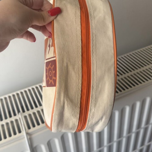 Large zipper travel toiletries pouch H&M like new, beige and orange