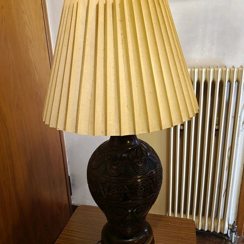 Vintage table lamp used with plastic wood-effect base