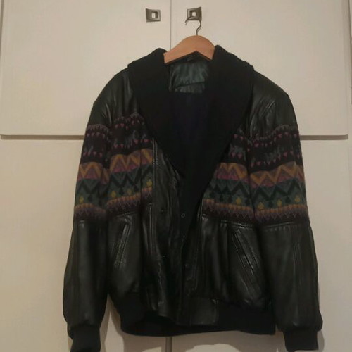 Men's leather napa jacket Italian like new, black, size L