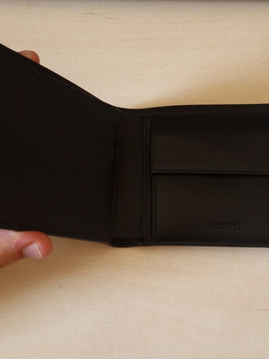 Lacoste leather wallet, black, card and coin holders
