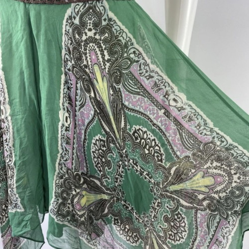 BCBGMaxAzria vintage silk dress, size S, brown and green