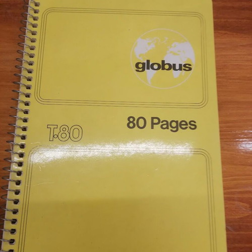 Vintage 80s Globus Grade Book Spiral & Biokart Blue Check Notebook