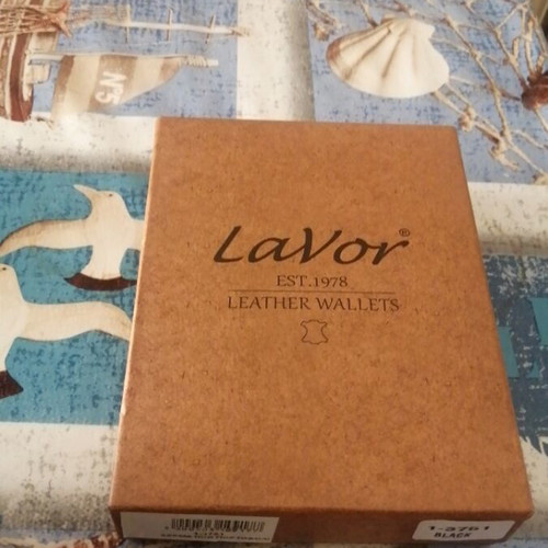 Lavor leather men's wallet new, black with box