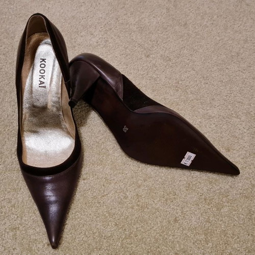 Kookai Brown Leather Pumps Size 38 New Unworn