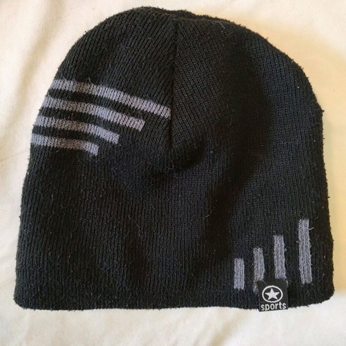 Thermal beanie black with gray stripes like new