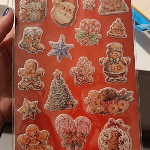 Xmas-gingerbread Retro stickers new, Merry Christmas