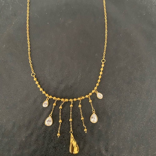 Steel necklace with rhinestones gold color new