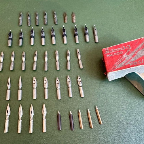 Collectible dip pen nibs used, lot of 42 pieces