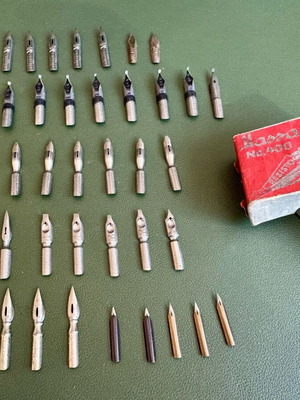 Collectible dip pen nibs used, lot of 42 pieces