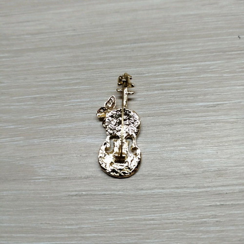 Viola brooch new, gold tone with enamel and zircon
