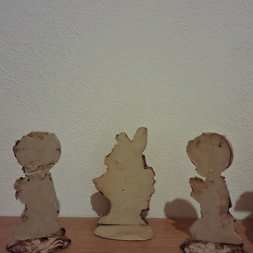 Vintage resin figurines set of 3 from the 70s, 12cm