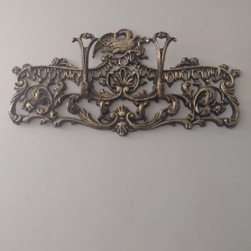 Vintage Baroque Entryway Set with Marble Console, Mirror and Brass Hanger