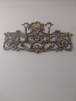 Vintage Baroque Entryway Set with Marble Console, Mirror and Brass Hanger