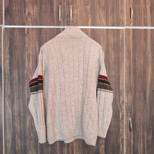 Greenfield men's knitted cardigan size XL like new, beige/grey