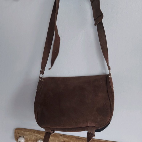 Messenger bag crossbody used 100% leather castor brown
