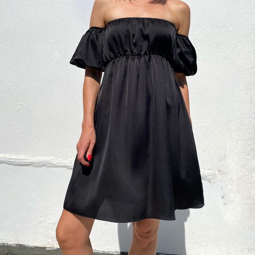 Satin dress black size S like new