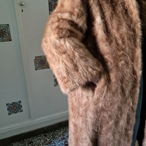 Mink fur coat from whole animal, size L, brown
