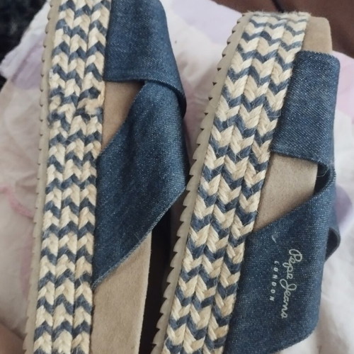 Pare Gabia espadrilles platform sandals size 38, denim fabric