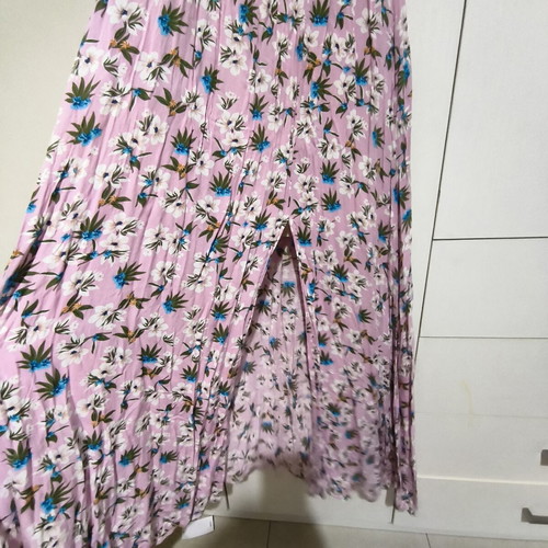 Summer floral dress like new, pink, with slit