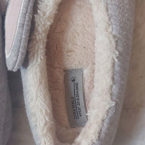 Zara winter slippers for girls used, size 24-25, gray and pink
