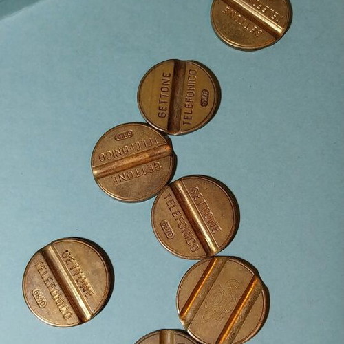 Gettone used phone coins, pack of 7 pieces