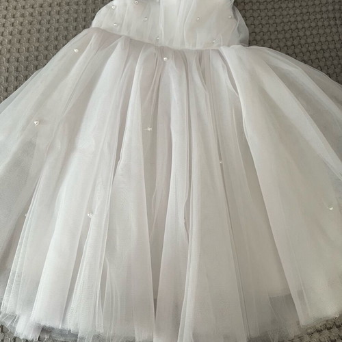 Sugarbabies Baby White Party Dress with Pearls like new