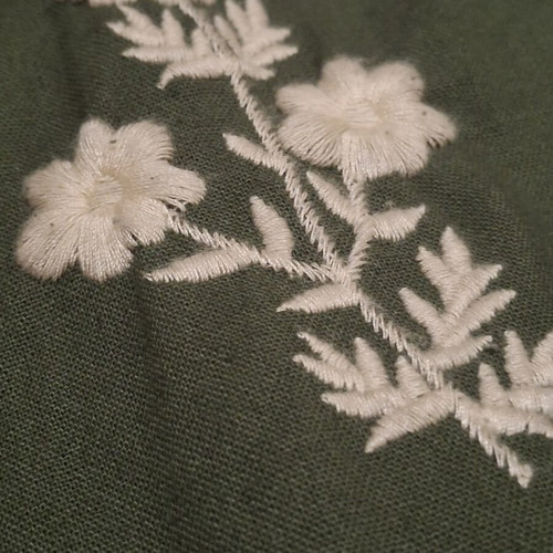 Zara embroidered linen-blend jacket XL like new, khaki with white floral
