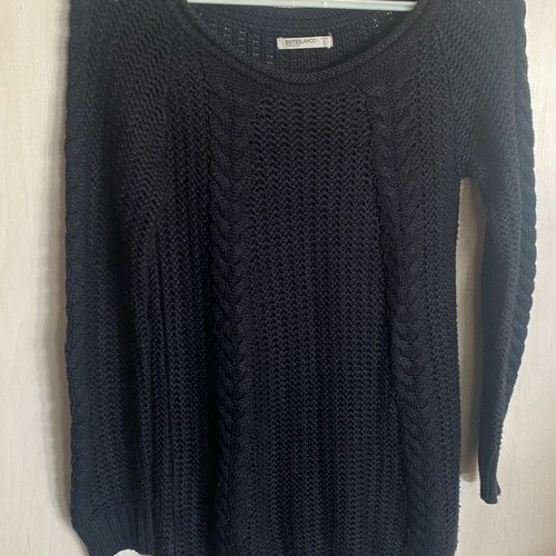 Black knitted blouse dress with buttons at back like new
