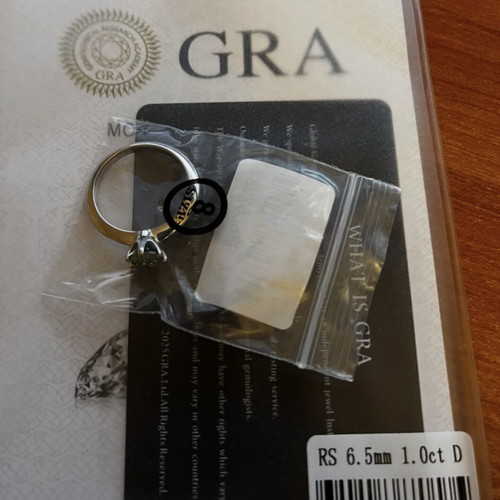 Silver Moissanite Solitaire Ring 1.00 Carat New With Certificate