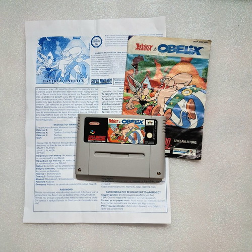 Asterix & Obelix SNES game with manual and Greek instructions used