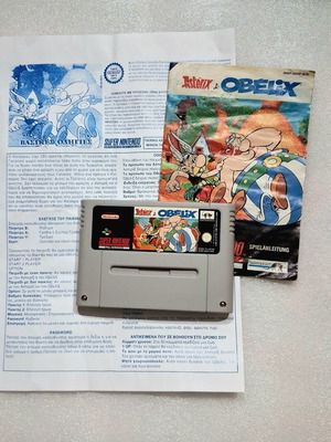Asterix & Obelix SNES game with manual and Greek instructions used