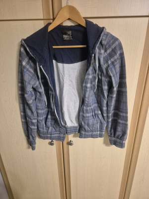 Zara Trafaluc Checked Hoodie size M like new in blue and grey