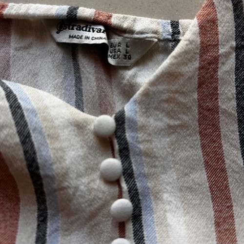 Striped Stradivarius top like new, size L, beige and brown