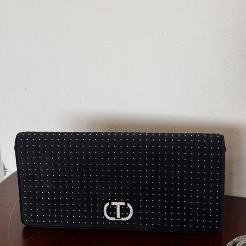 Twinset Milano clutch bag, black leather and suede