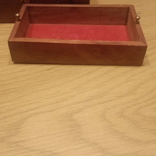 Vintage jewelry box and buttons wooden chest new brown