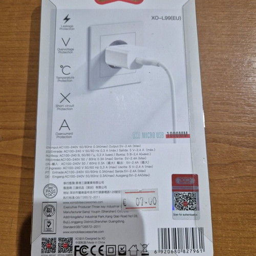 Micro USB charger new in original packaging