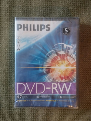 Philips DVD-RW 4.7GB πακέτο 5 τεμαχίων καινούργιο με θήκες