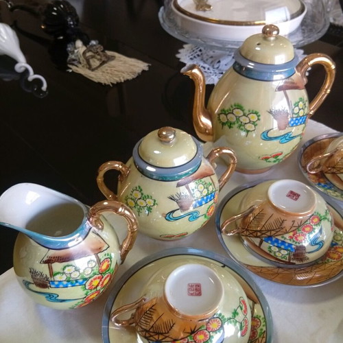 Porcelain tea set for 12 people new, collectible Kutani 1940-1960