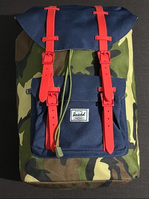 Herschel Little America Backpack like new, camo blue red