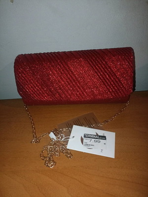 Women's shoulder bag new red with chain