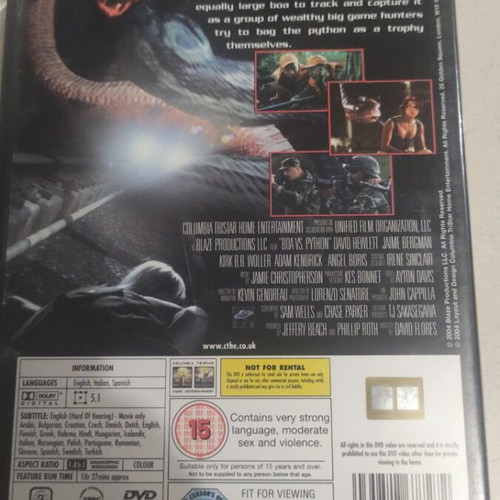 Boa vs Python DVD used, foreign thriller with subtitles