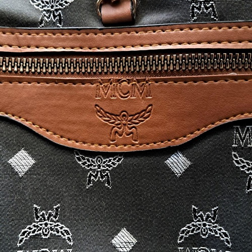MCM Visetos Dog Bone Shopper Tote used, black and brown